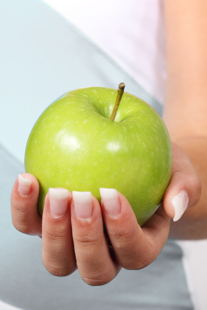 holding an apple
