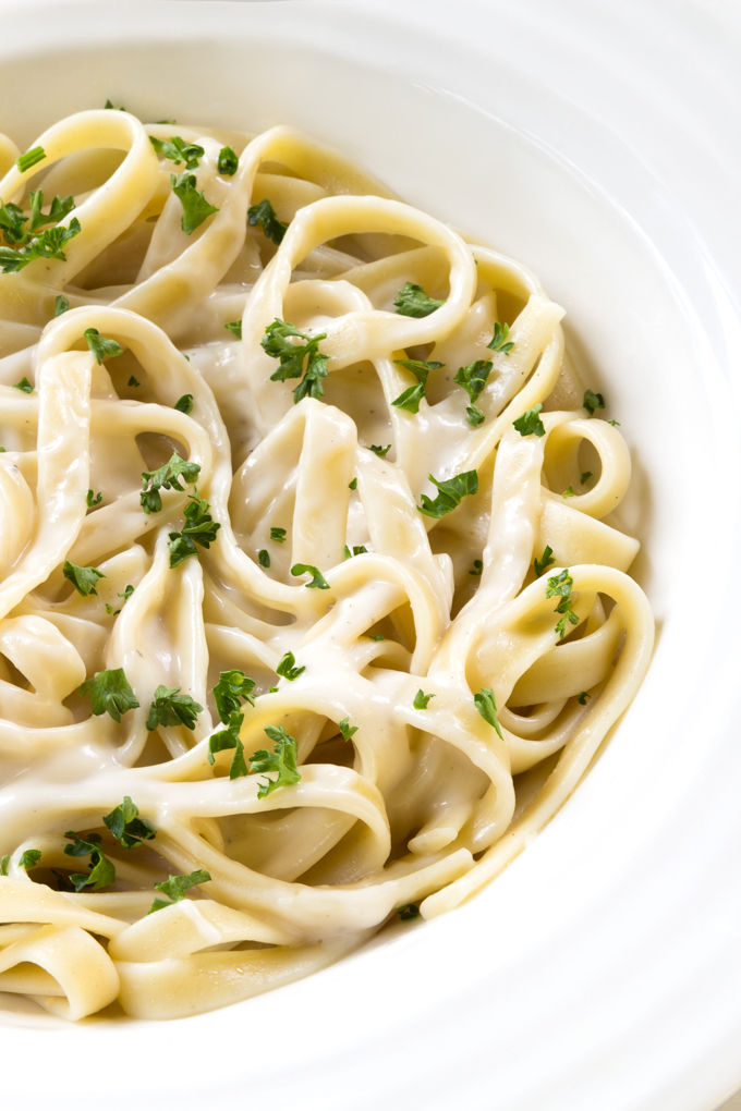 vegan fettuccine Alfredo - cashews, cauliflower