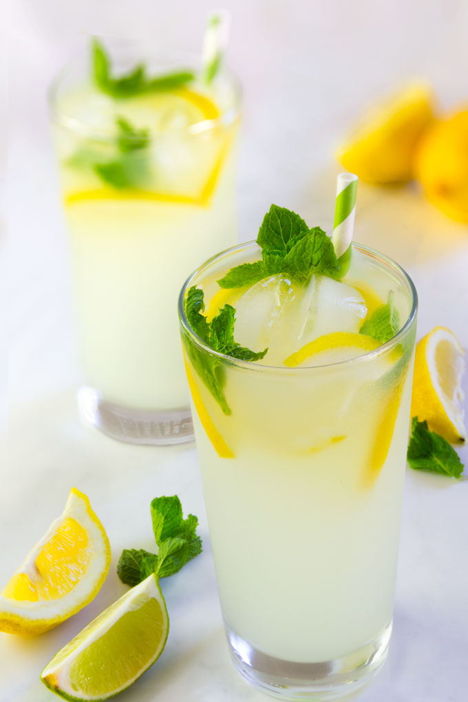 homemade lemon mint lemonade - healthy, sugar-free