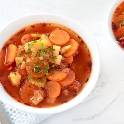 vegetable soup with carrots, celery, potatoes