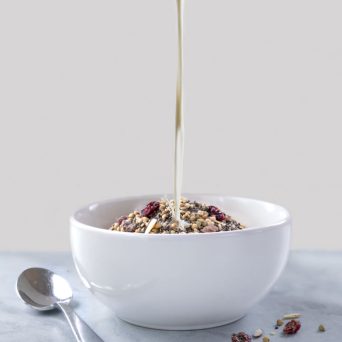 high-protein cereal - chia seeds, hemp seed, buckwheat