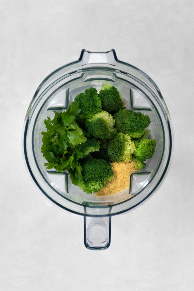 cream of broccoli soup in a Vitamix