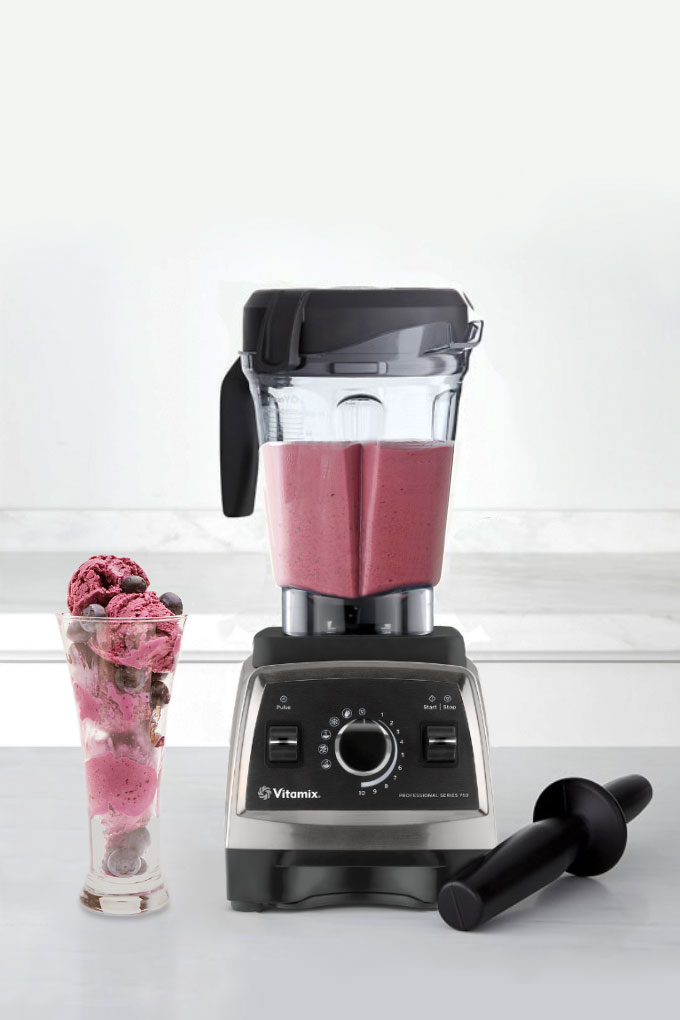 berry ice cream in a Vitamix blender