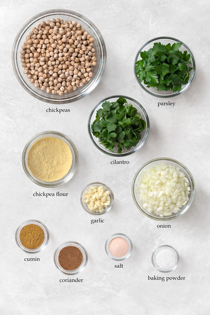 ingredients for baked falafel