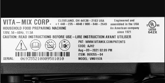Vitamix serial number