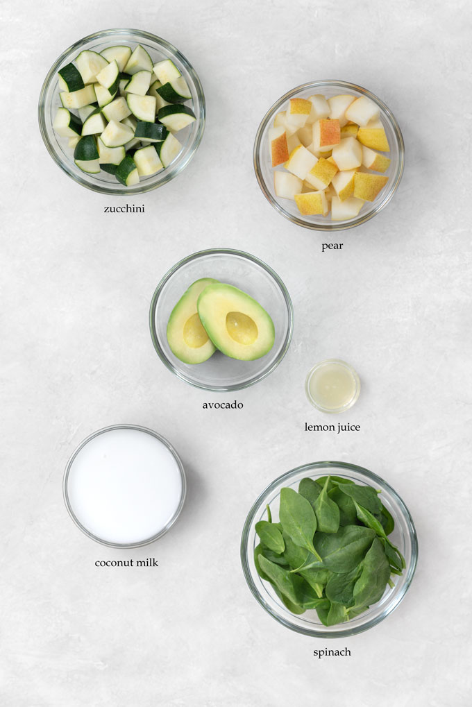 ingredients for green zucchini smoothie