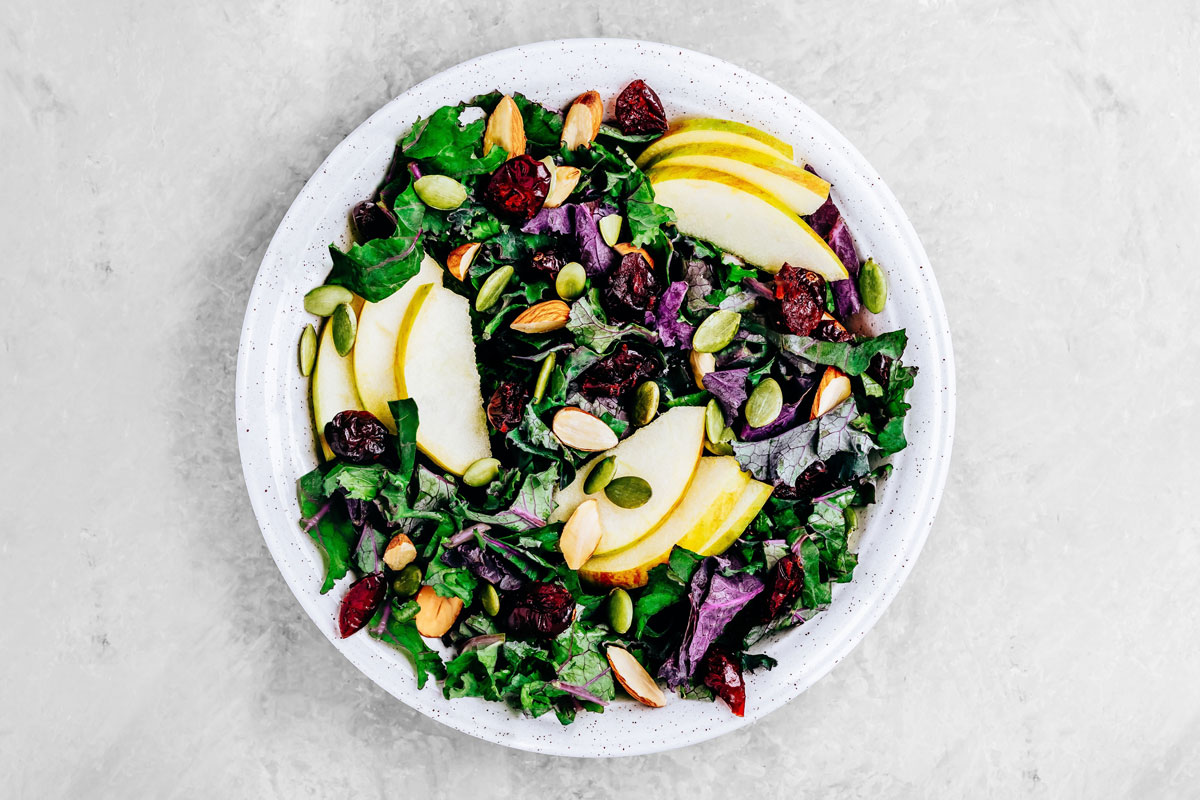 apple kale salad with lemon mustard dressing