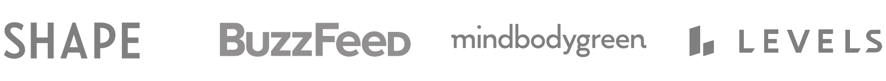 Logos: Shape, Buzzfeed, MindBodyGreen, Levels